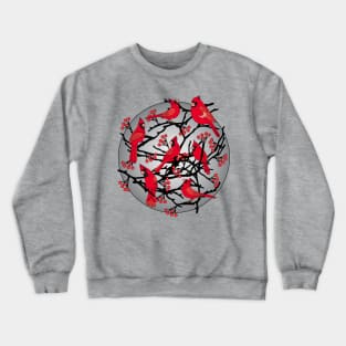 Red Cardinals Winter Berries and Branches Crewneck Sweatshirt